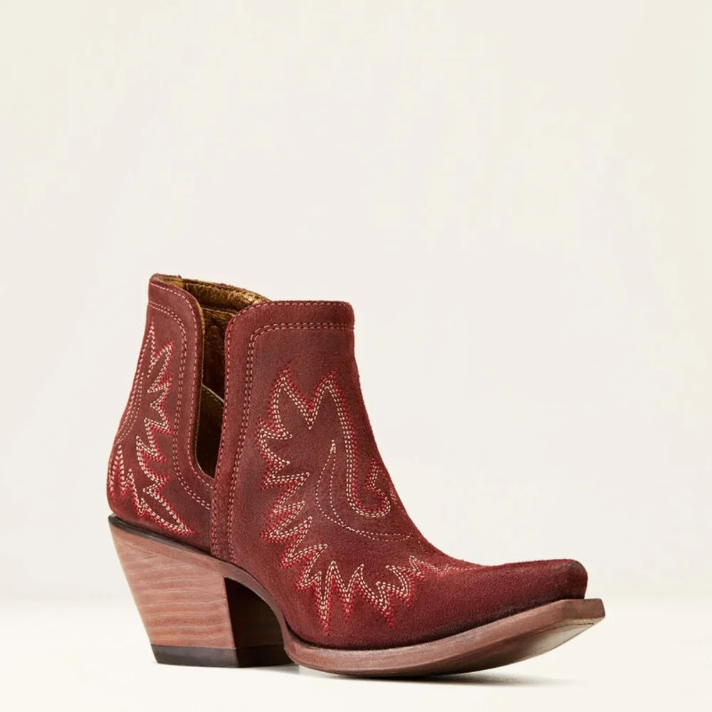Ariat Dixon Merlot Suede Embroidered Ankle Boots NIB - Picture 9 of 11
